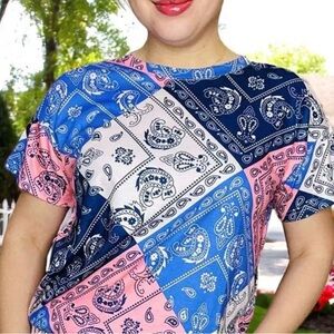NWT Southern Stitch Bandana Patchwork Print Top 3X
